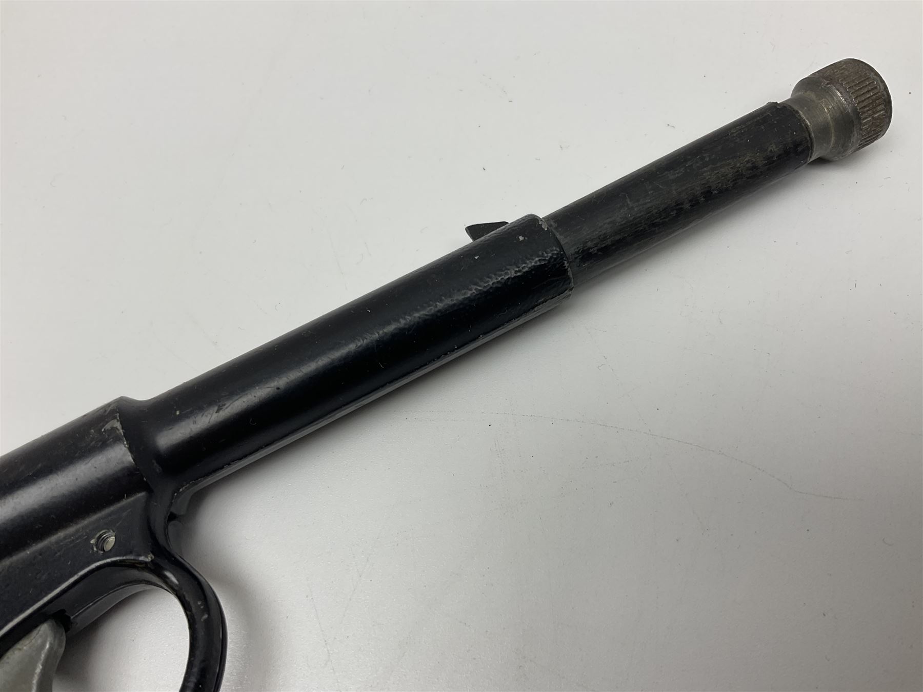 Webley & Scott Premier .177 over lever air pistol, no.2360, with chequered bakelite grip L24cm overall; Diana SP50 .177 plunge barrel air pistol; and T.J. Harrington & Son 'The Gat' .177 plunge barrel air pistol; NB: AGE RESTRICTIONS APPLY TO THE PURCHASE OF THIS LOT (3)