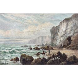 Cyril Tempest (Yorkshire late 19th century): Mast from Shipwreck and Beached Sailing Vessels, pair oils on canvas signed 40cm x 60cm (2)