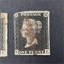 Three Great Britain Queen Victoria penny black stamps, all with cancels