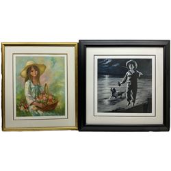 Barry Leighton-Jones (British 1932-2011): Boy with Spaniel and Flower Girl, two limited edition colour prints signed and numbered in pencil max 50cm x 41cm (2)