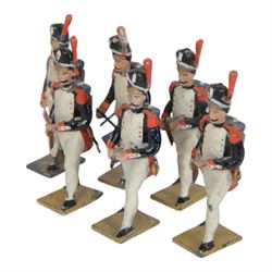 French CBG Mignot Napoleonic Grenadiers a Pied de la Garde marching, comprising of five  guardsmen and one drummer