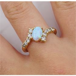 9ct gold opal and zirconia ring, hallmarked