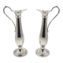 Pair of silver handled specimen vases by Warwickshire Reproduction Silver, Birmingham 1971, H20cm