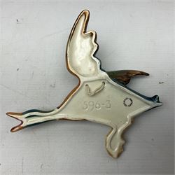 Set of five Beswick graduated wall mounting figures of flying ducks, models from 596/0 to 596/4, largest L29cm