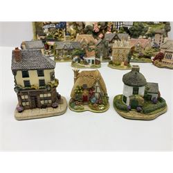 Fourteen Lilliput Lane models, to include Hidden Cottages, Busmans Holiday,  The Briary, The Old Grammar School etc, together with three Lilliput Lane plaques, all models with original boxes (17) 