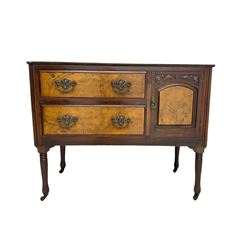 Edwardian walnut washstand, fitted with two drawers and cupboard