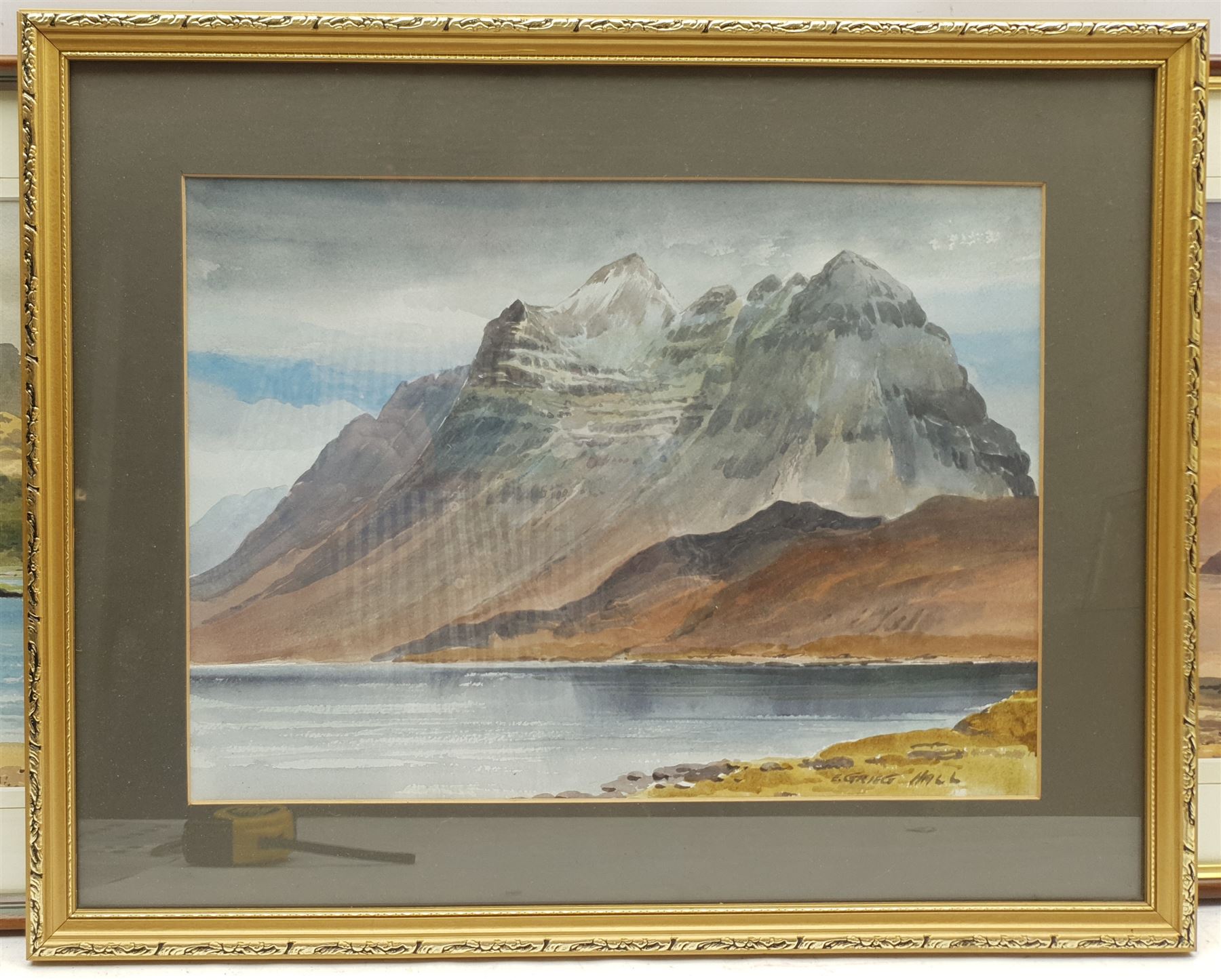 E Grieg Hall (British 20th century): 'Liathach from Loch Clair', 'Torridon Hills from Gairloch' and 'Loch Kishorn', three watercolours signed, titled verso, max 27cm x 37cm (3)