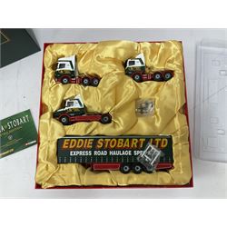 Corgi - three limited edition Eddie Stobart sets - 76901 30th Anniversary 1970-2000; boxed with delivery packaging; CC99155 Scania@Stobart; and CC86610 The Eddie Stobart Story; both boxed (3)