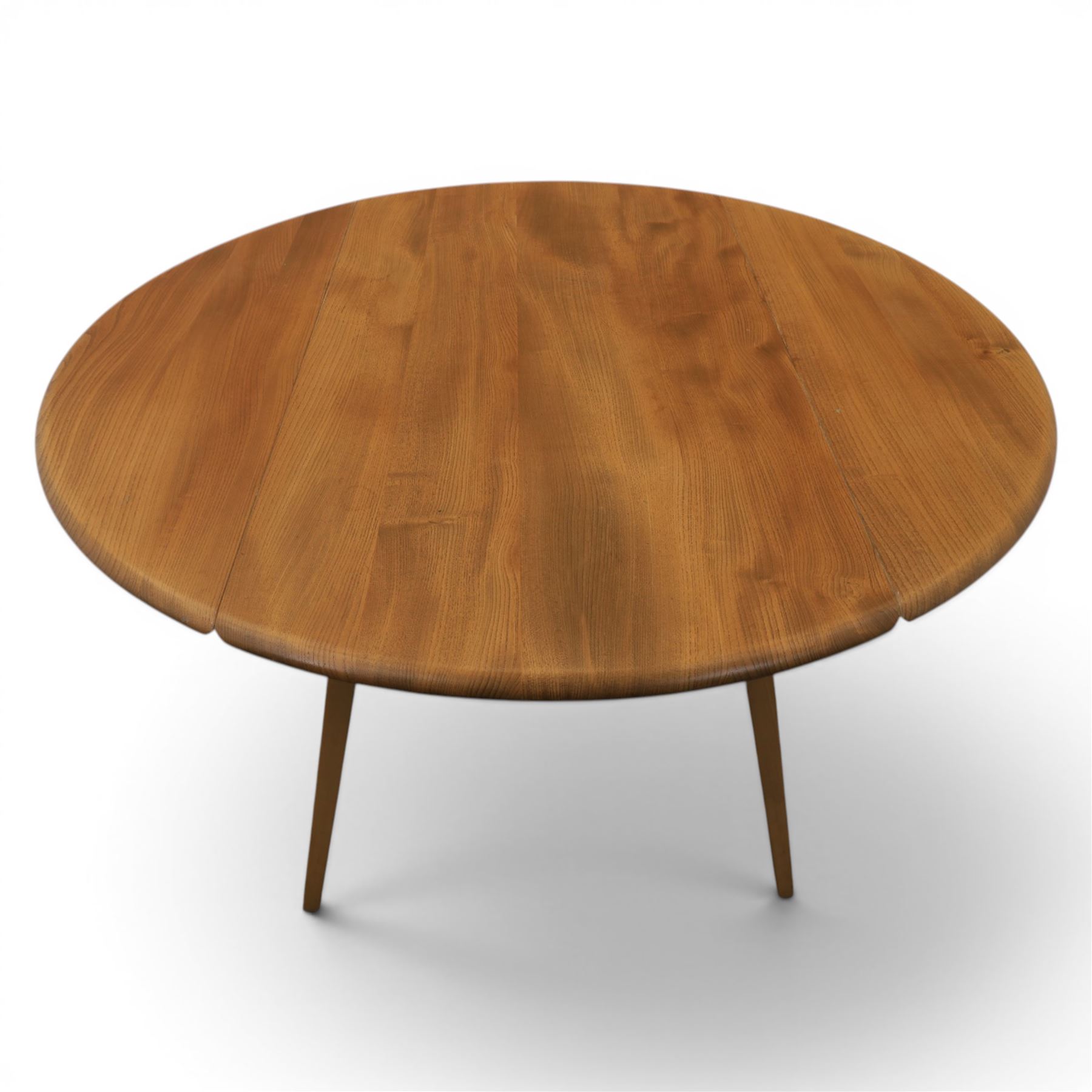 Ercol - model '384' light elm drop leaf table, on tapering legs