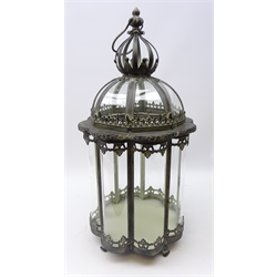  Dome top octagonal lantern with swing handle, H72cm   