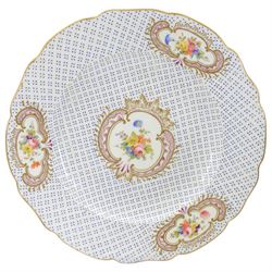19th century and later cabinet plates, including Minton and Dresden examples, mostly painted with flowers, largest D27cm