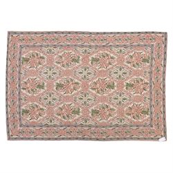 Kashmiri chain stitch crewel embroidered wall hanging, wool on cotton ground, decorated wi...