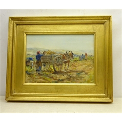  James William Booth (Staithes Group 1867-1953): Women and Boys Picking Potatoes, watercolour signed and dated 1919, 26cm x 37cm  DDS - Artist's resale rights may apply to this lot   
