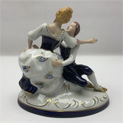 Two Royal Worcester figures, comprising Spirit of the Millennium and Spring, together with Royal Dux figure of two lovers