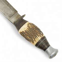 German WWII Mauser bayonet stamped AWS with scales, the leather frog marked Leipzig 1942 and a reproduction 'Remember the Alamo' Bowie knife (2) 