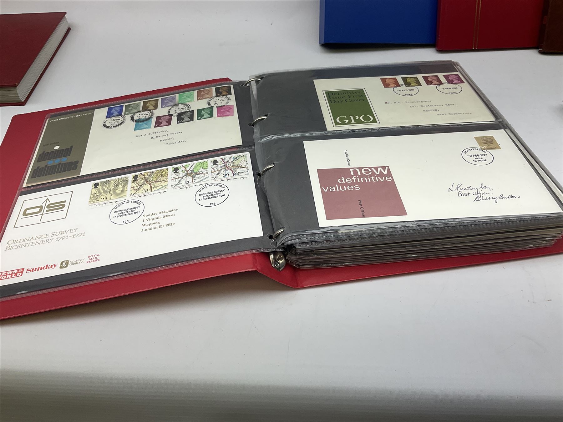 First day covers, PHQ cards and stamps, including small number of mint Queen Elizabeth II stamps, Elizabeth and Philip Diamond Wedding Anniversary 2007 Gibraltar two pound coin cover etc, in one box