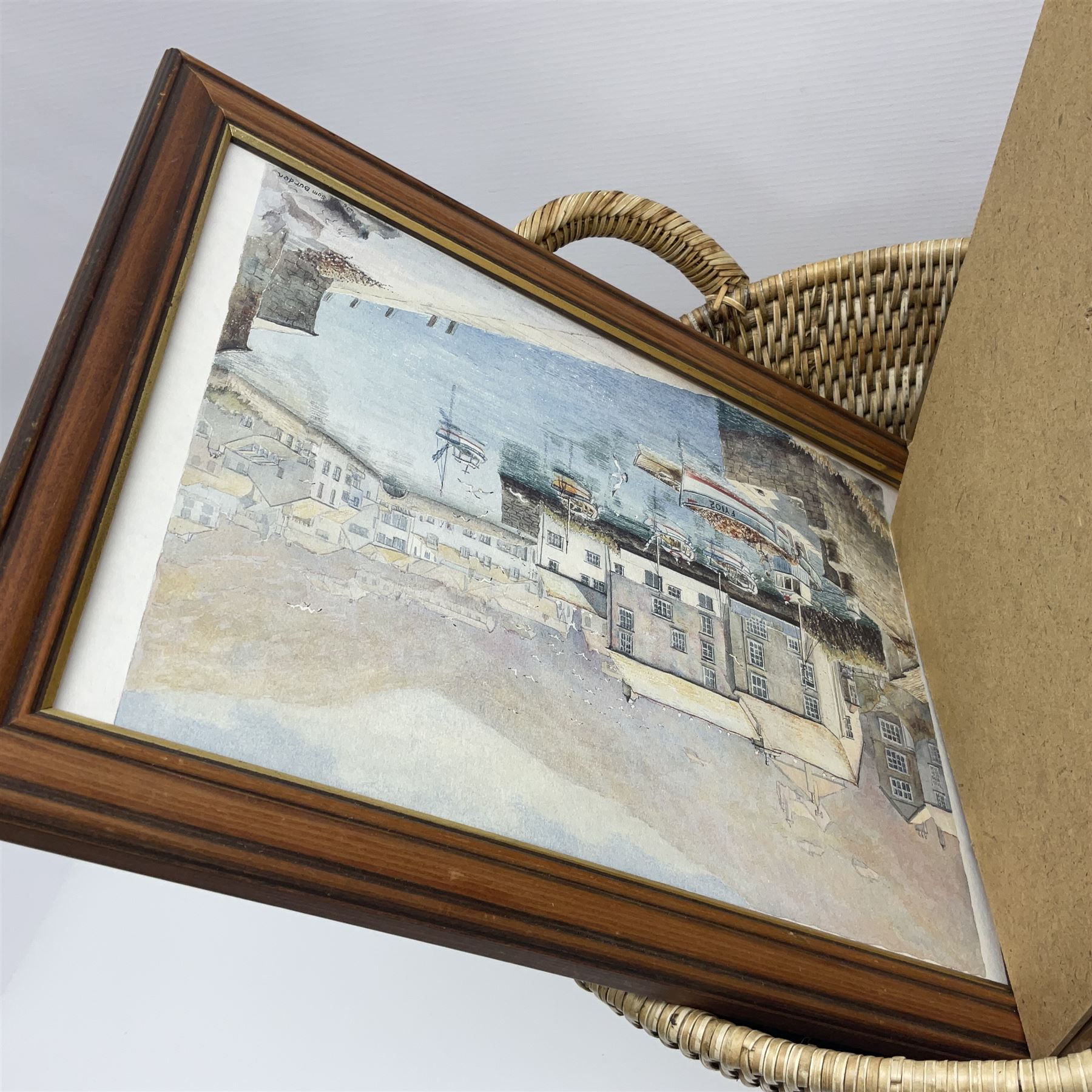 Wooden candle box, together with two barley twist candlesticks, carved duck and other collectables 