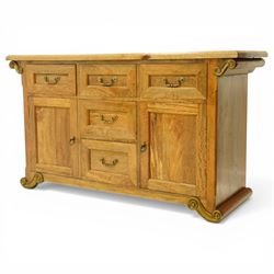 Baker Furniture - 'Baluster' range mango wood sideboard, with an arrangement of five drawers and two cupboards, gilt metal mounts