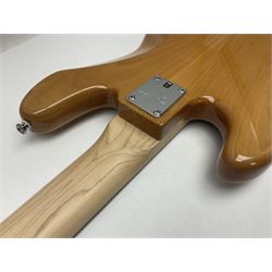 Fender Squier five-string jazz bass guitar; natural finish with Duncan Designed pick-ups; serial no.ICS11097557; L118cm