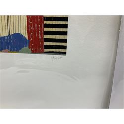 Anne Goujaud (French 1954-): 'Lighthouse I' and 'Lighthouse II', pair monotypes signed 30cm x 30cm (2) (unframed) 