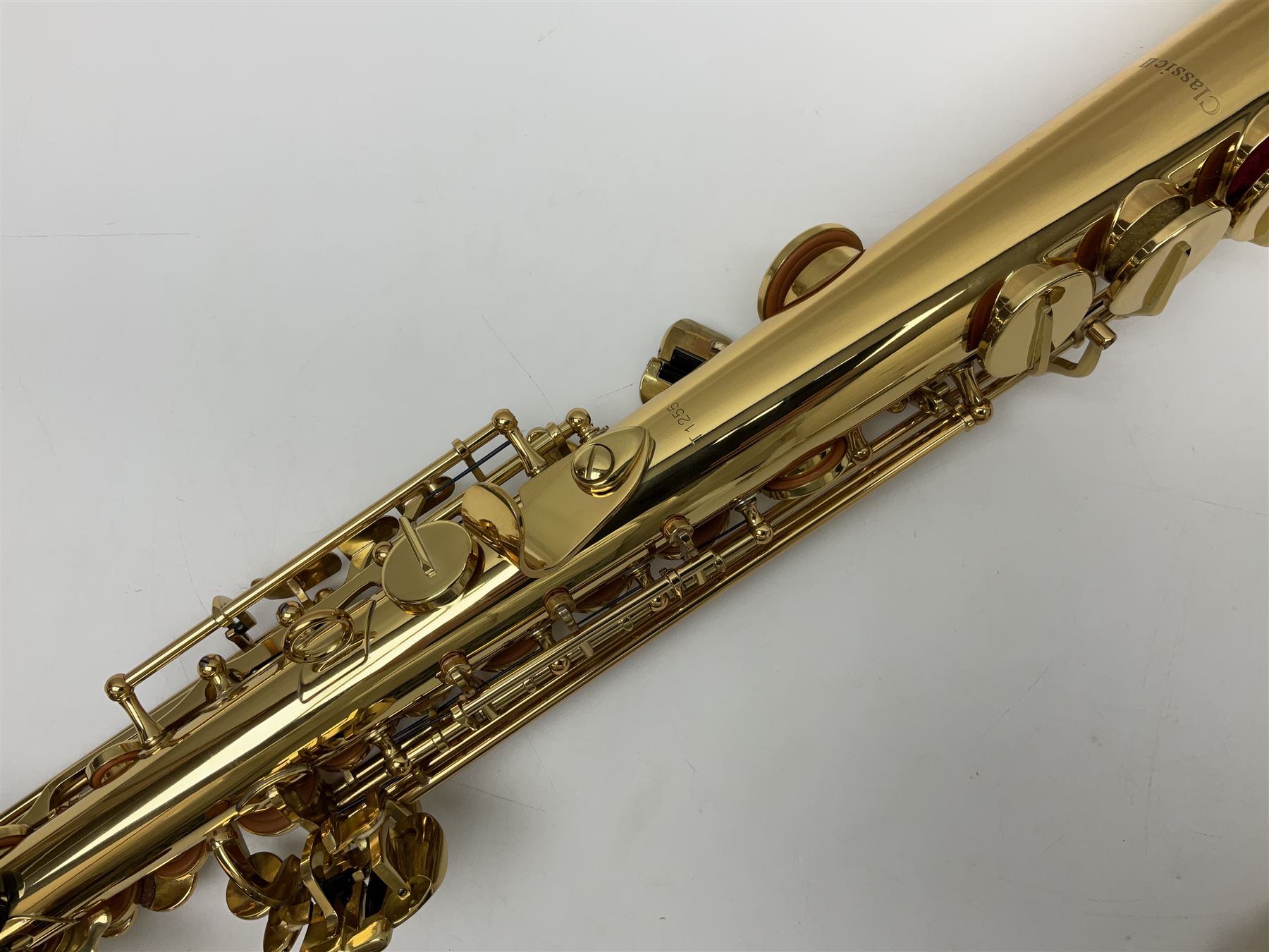 Trevor James The Horn Classic II brass straight soprano saxophone, serial no.T1255; in lightweight carrying case with accessories