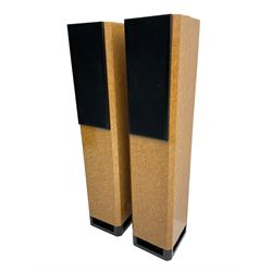 Pair Lake Audio 120W floorstanding speakers in maple finish 