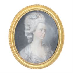 English School (Late 18th century): 
Henry Chichester (1724–1799) of Northcote, Devon, and Northover, Somerset and his second wife, Elizabeth Elizabeth Chichester (née Prideaux, 1732–1794), daughter of Sir John Prideaux, 6th Baronet,
Pair of pastel portraits 
Oval
Gilt framed
Named verso
30.5cm x 25cm

The Chichesters were an established Devonshire family whose ancestral seat at Northcote, near East Down formed the foundation for their prominence in North Devon. Through inheritance, Henry Chichester also acquired the Northover estate in Somerset, following the extinction of the Hody male line, whilst also retaining his Northcote property. Henry and Elizabeth’s marriage united two distinguished local families, the Chichesters and the Prideauxs of Netherton. Over the centuries, the Chichesters amassed a notable collection of art, furnishings, and manuscripts, reflecting their cultural interests and status. Their descendants later inherited and established the Arlington Court estate, which remained the family seat for over 300 years until it was entrusted to the National Trust in the 20th century.

Provenance: By family descent from the Chichesters of Arlington Court, Devon; from the collection of Andrew Chichester Everitt.