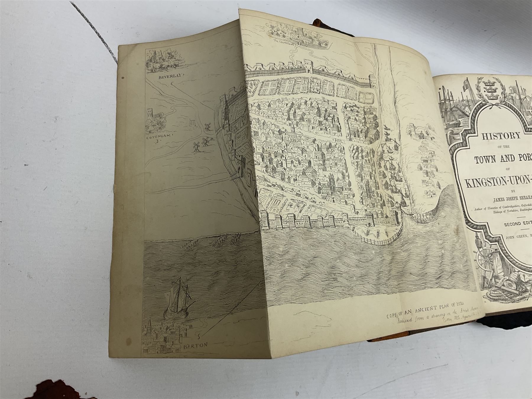 Sheahan, James Joseph, History of the Town & port of Kingston upon Hull, Second edition, John Green Beverley, 1866, folding frontis, map and engraved plates, together with another example of the same, (2)
