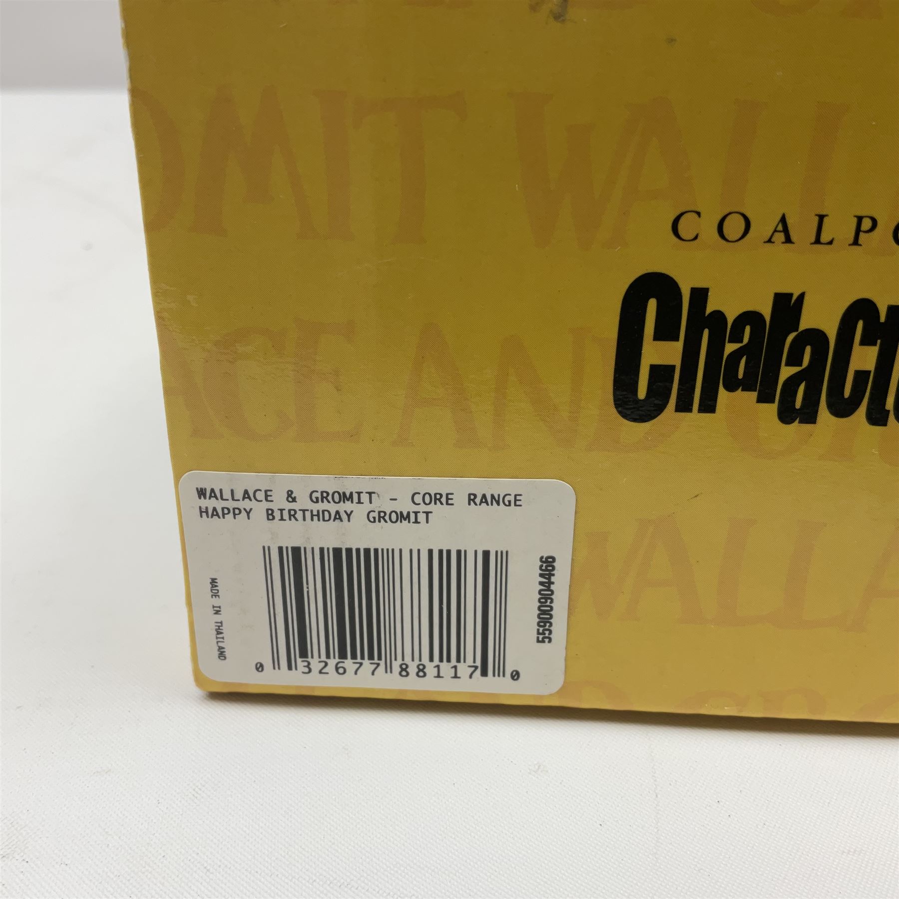 Six Coalport Characters Wallace and Gromit figures, comprising Ready for Takeoff, Woolshop Encounter, Do Something Gromit, Shaun's New Coat, More Cheese Gromit and Happy Birthday Gromit, two with original boxes 