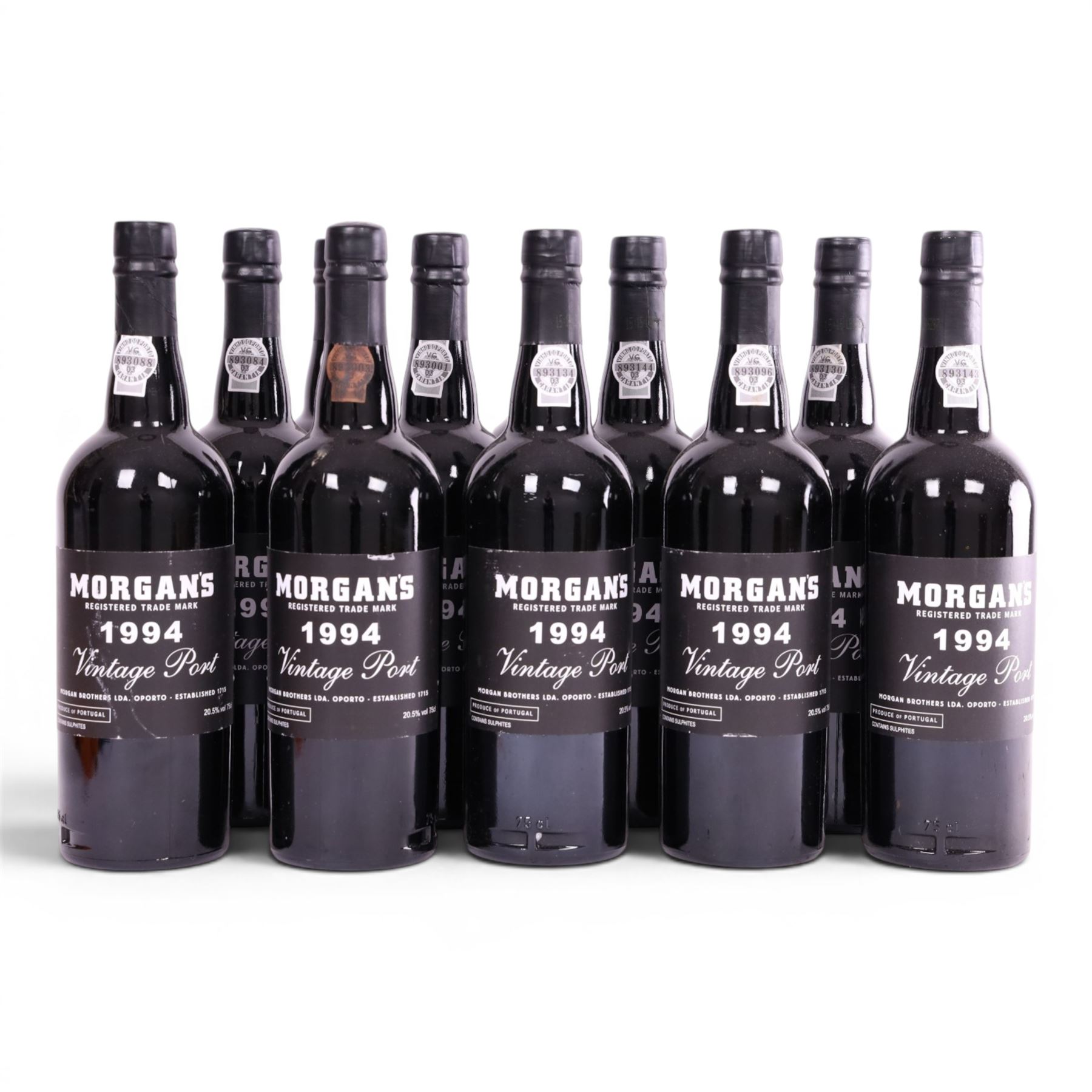Morgan's 1994 vintage port, 75cl, 20.5% vol, twelve bottles 