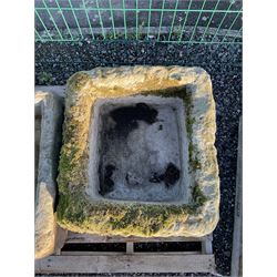 19th century square stone trough, weathered - THIS LOT IS TO BE COLLECTED BY APPOINTMENT FROM DUGGLEBY STORAGE, GREAT HILL, EASTFIELD, SCARBOROUGH, YO11 3TX