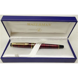  Modern Waterman expert II fountain pen, in fitted purple Waterman Paris case, Victorinox 'Huntsman' Swiss army knife, boxed, modern sterling silver napkin ring, two modern pocket watches, cufflinks and miscellanea   