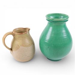 Branham Pottery green vase, of baluster form, with impressed mark beneath, together with J...