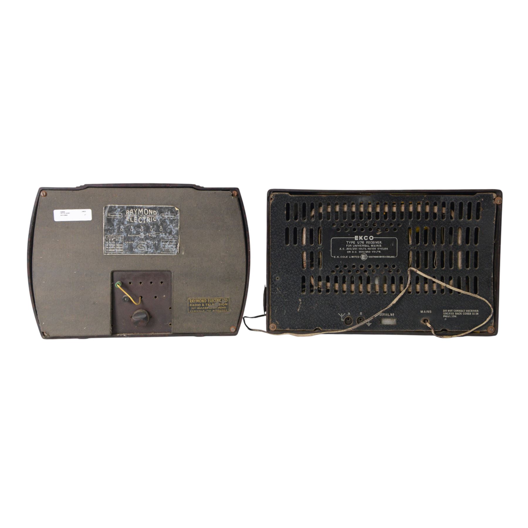 Mid 20th Century bakelite Ekco type U76 radio receiver and Raymond Electric Ltd speaker 