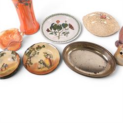 Staffordshire Wilkinson vase, Carnival glass bon bon dish, Portmeirion The Botanic Garden plate and other ceramics
