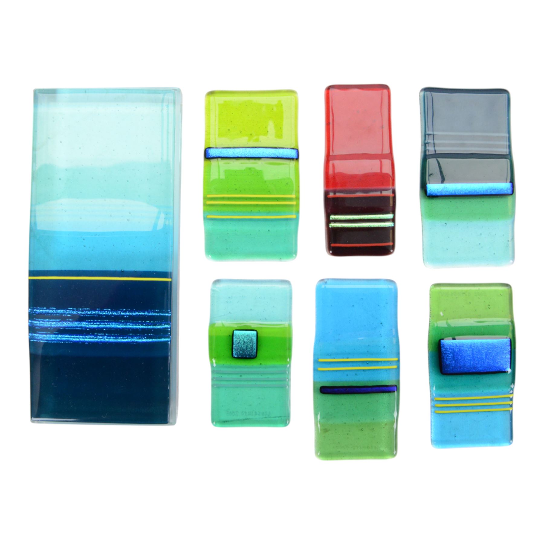 Collection of fused glass sculptures, together with Mdina and other studio glass 