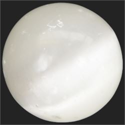 Pair of large Selenite spheres, upon a wooden base D12cm