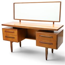 G-Plan - ‘Fresco’ teak dressing table, rectangular top with raised rectangular mirror, fit...