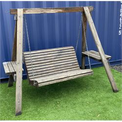 Large pine garden bench swing - THIS LOT IS TO BE COLLECTED BY APPOINTMENT FROM DUGGLEBY STORAGE, GREAT HILL, EASTFIELD, SCARBOROUGH, YO11 3TX