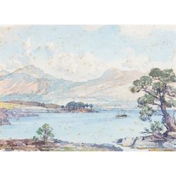 Samuel John 'Lamorna' Birch (Newlyn School 1869-1955): Boating on Loch Maree, two watercolours signed and dated 1949, indistinctly titled verso 25cm x 34cm (2)