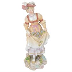 Continental figure group L' Amour,, together with a pair of courting figures and Staffordshire spill vase 