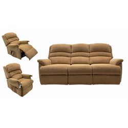 Sherborne three seat sofa (W211cm, D100cm, H100cm), and matching electric reclining armchair (W75cm)