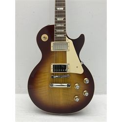 2021 USA Gibson Les Paul Standard guitar Model No LPS600B8NH1 with tobacco sunburst finish; serial no.216610246 L98cm; in Gibson fitted hard case with multitool, cloth, inspection certificate and other paperwork