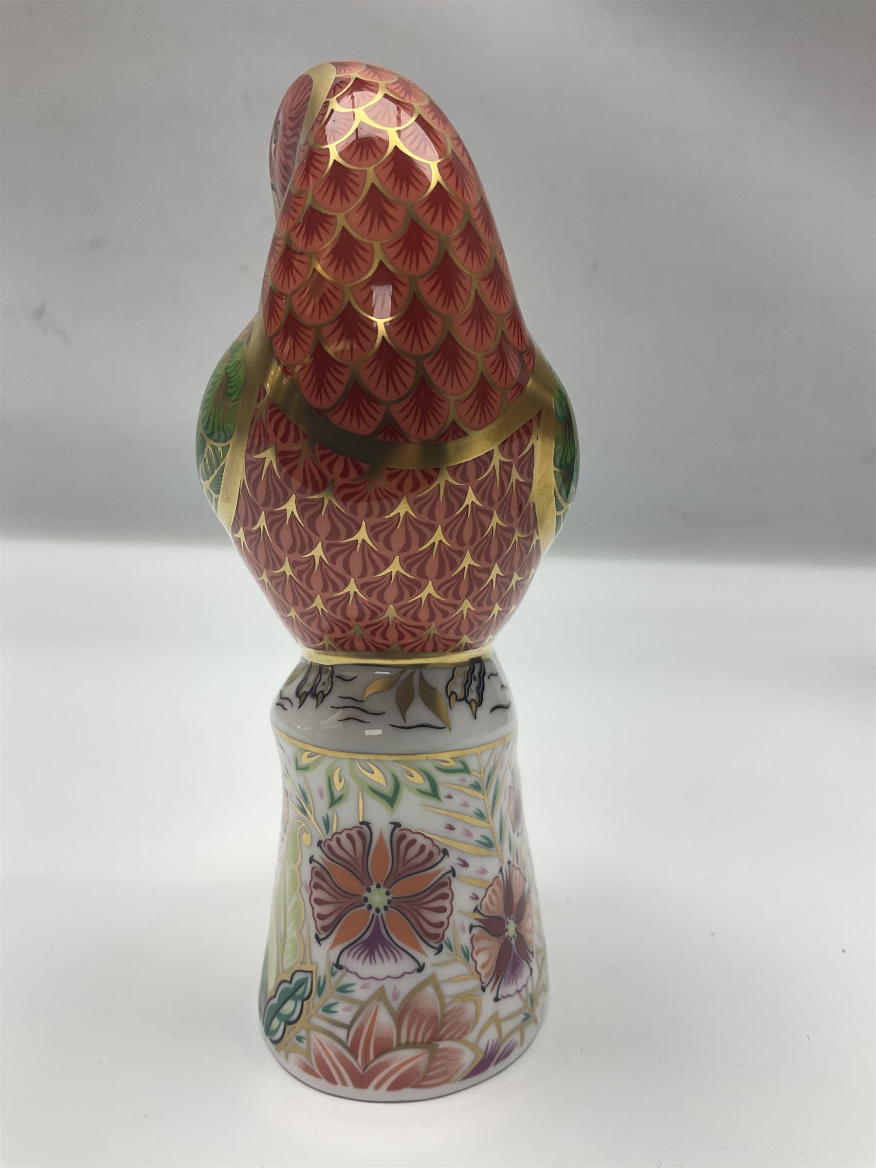Royal Crown Derby paperweight, Lorikeet, limited edition 325/2500, with gold stopper and printed mark beneath, with certificate and original box