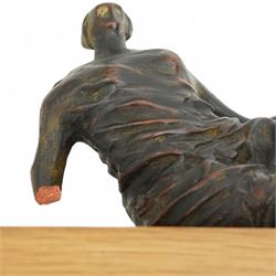 After Henry Moore (British 1898-1986): ‘Draped Reclining Woman', terracotta maquette sculpture, base marked with affixed catalogue label inscribed 'Draped Reclining Woman: 1957 Archive 0059424', W27cm H17cm