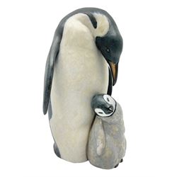 Lladro figure group, Penguin Love, modelled as a penguin and chick in a matt glaze, no 2519, with original box, H22cm
