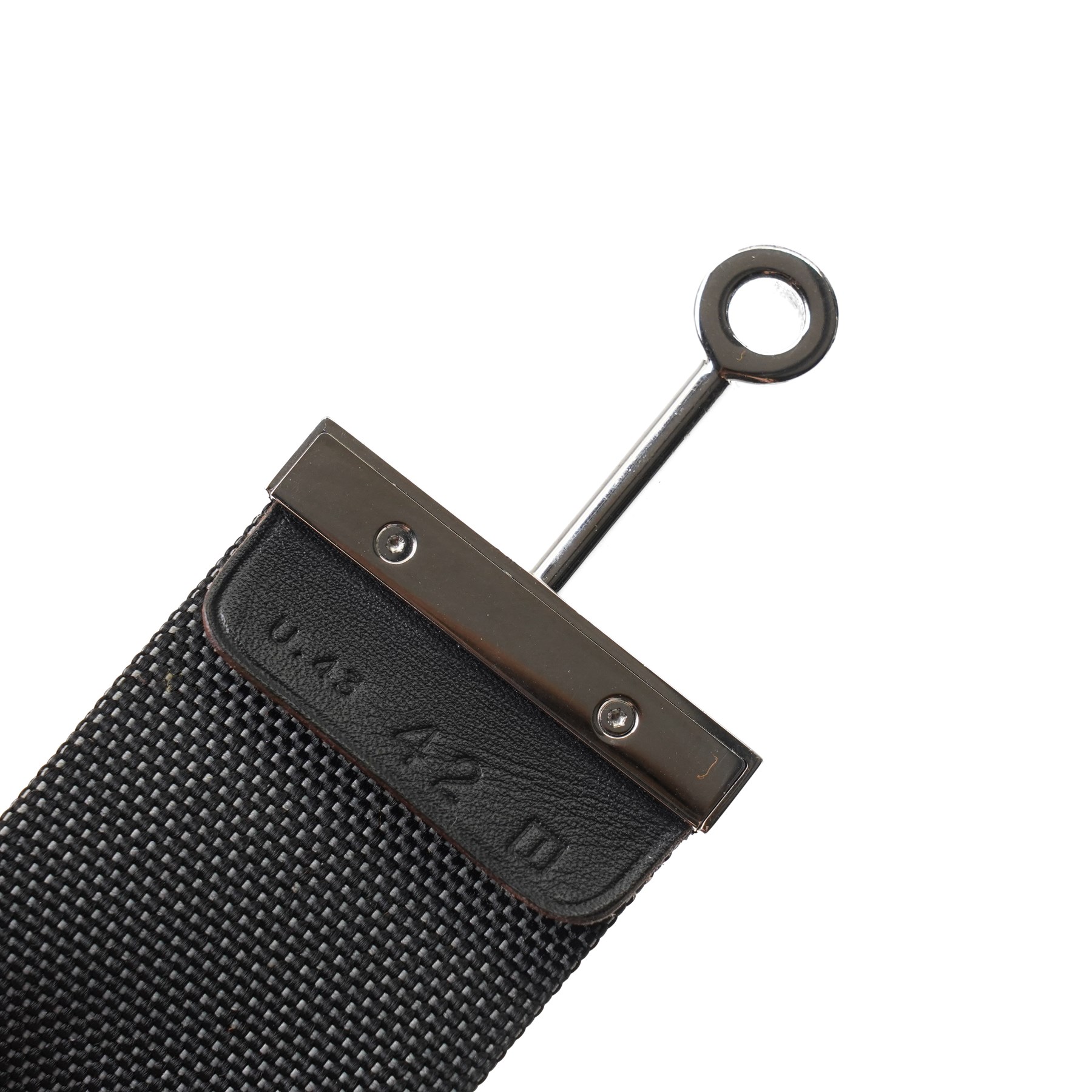 Hermès - black woven canvas and leather belt, with palladium-plated hardware and leather tab stamped Hermès Paris Made in France, size 42, with dust bag