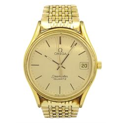 Omega Seamaster gentleman's gold-plated and stainless steel 17 jewel quartz wristwatch, with date aperture, Ref. 196.0281, Cal. 1337, on original strap