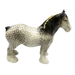 Beswick Shire horse in rocking horse grey no. 818, with printed mark beneath, H21cm