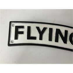 Cast iron Flying Scotsman arched railway sign, L89cm